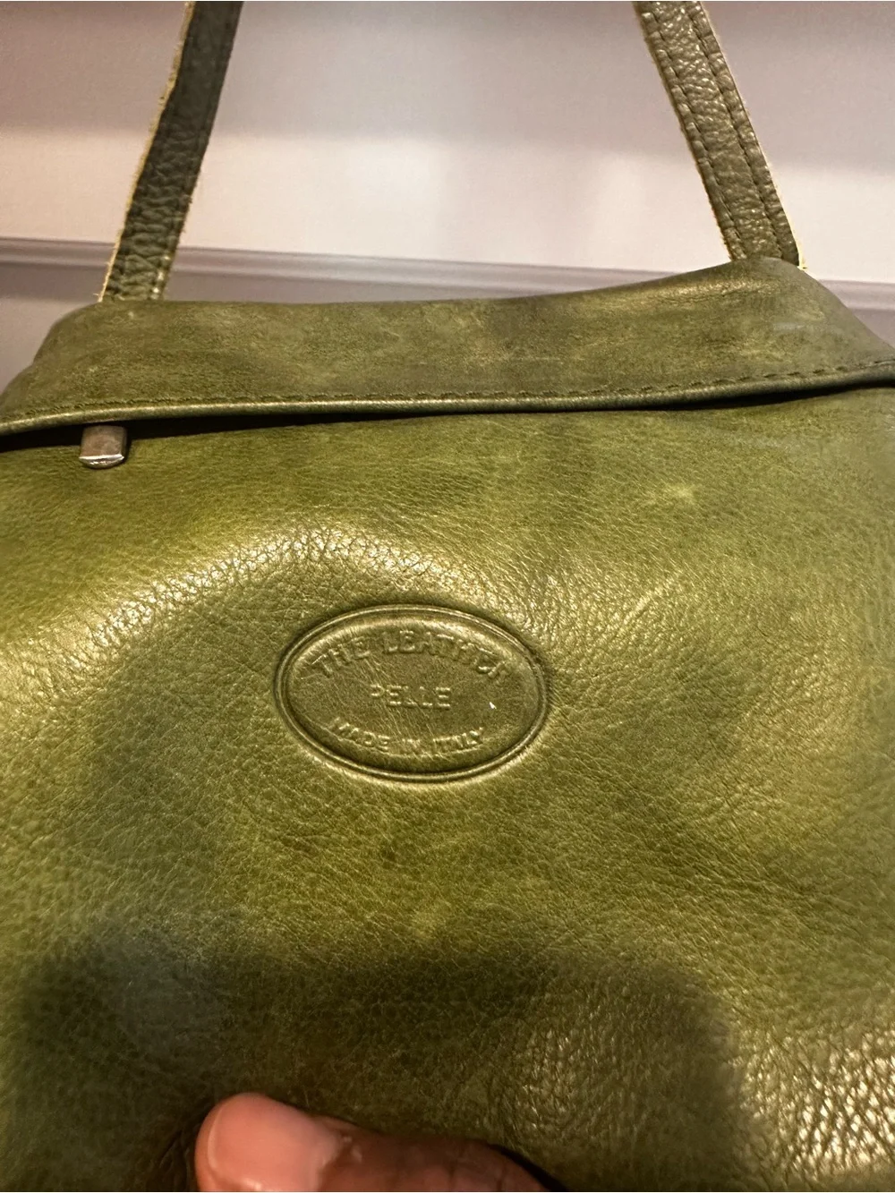 Green Suede Crossbody Bag - Unisex- - Olive Shoulder Bag - Borgonicchio